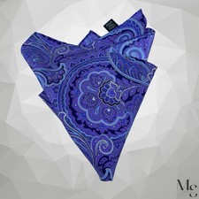 AMAZING Purple Paisley Luxury Silk Pocket Square EUC