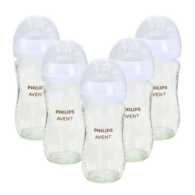 3x Philips Avent Natural Glass Baby Bottles (Medium Flow) 8oz, 2-Pack SCY913/02