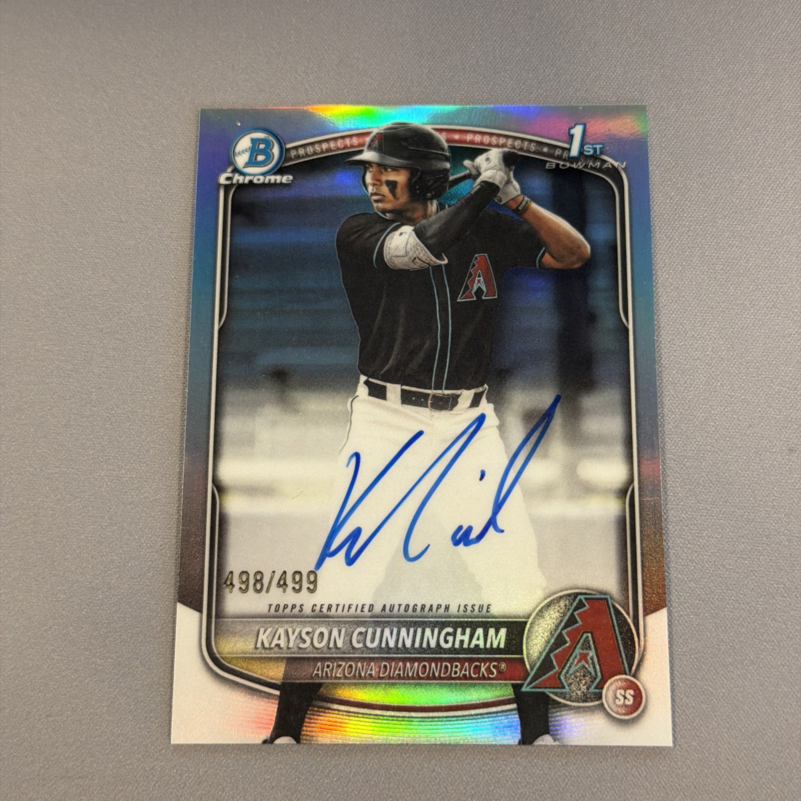 2025 Bowman Draft Kayson Cunningham Chrome Auto Refractor 1st #/499 Diamondbacks