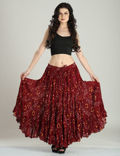 Women's Jaipuri Maroon Polka Dot Tribal ATS Belly Dance Cotton Hippie long Skirt