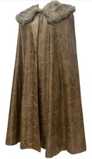 Medieval Barbarian Cloak with Artificial Fur Shawl, Wrap Collar Viking Warrio...