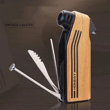 Metal Outdoor Tool Windproof Open Fire Tube Oblique Fire Gas Torch Lighter Gifts