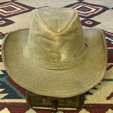 Vintage Australian Outback Oilskin Waxed Cotton Cowboy Hat Adult Medium USA Made