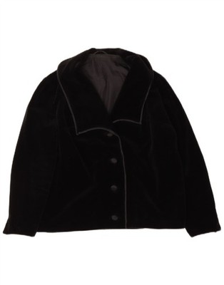 Vintage Womens 4 Button Velvet Blazer Jacket UK 14 Large Black AP03