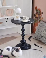 Chic 13.8" Round Accent Table - Matte Finish, Sturdy Metal Base, Vintage Design