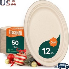 Eco-Friendly Compostable Plates Heavy-Duty Biodegradable Microwave Safe New