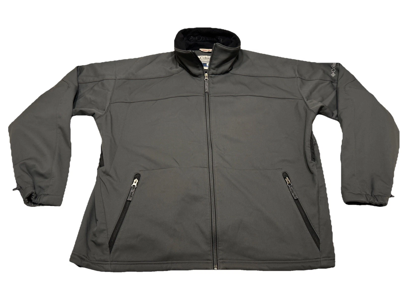 Columbia Jacket Mens XXL Gray Black Full Zip Fleece Soft Shell Outdoor Mock Neck