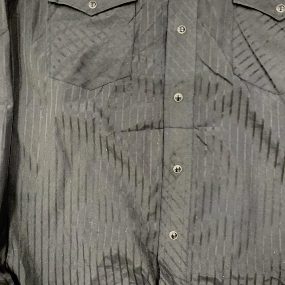 Wrangler Western Shirt striped patterned long sleeve shirt with pockets Men's XL - Image 3 of 4