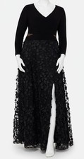 Xscape Women's Black Long-Sleeve 3D Floral Gown Dress Plus Size 20W