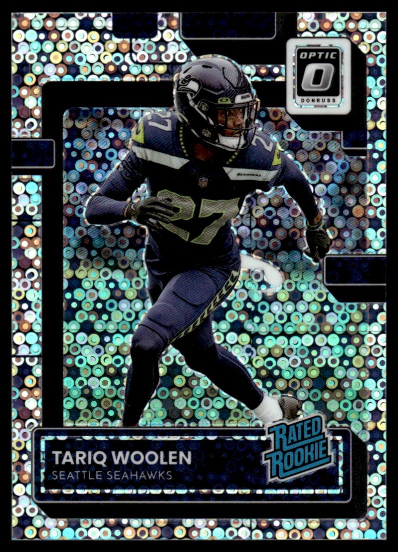 2022 Donruss Optic Silver Circles Tariq Woolen 014/125 Seattle Seahawks #298