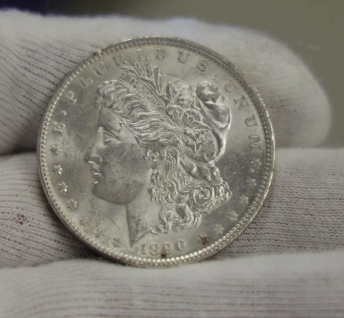 1890 US Morgan Silver Dollar $1 AU+