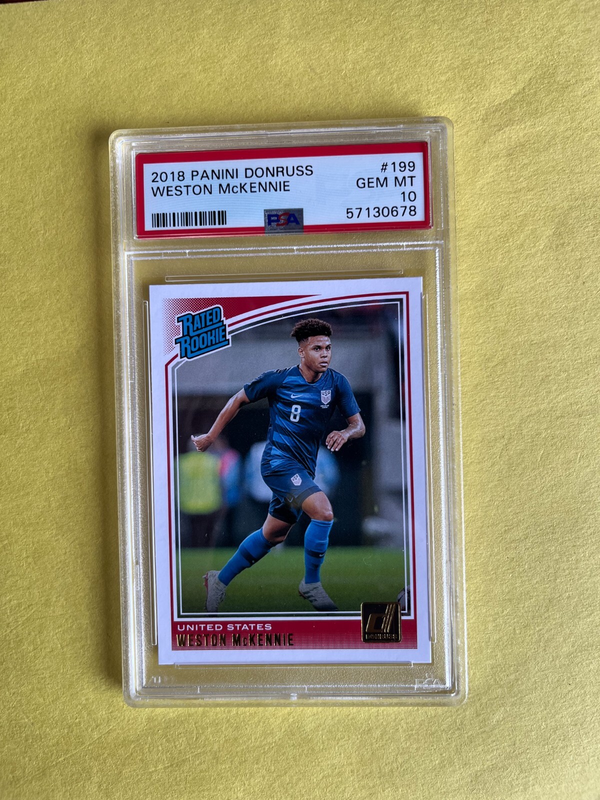 2018-19 Donruss Weston McKennie RC PSA 10 GEM MINT Rated Rookie #199 Base (78)