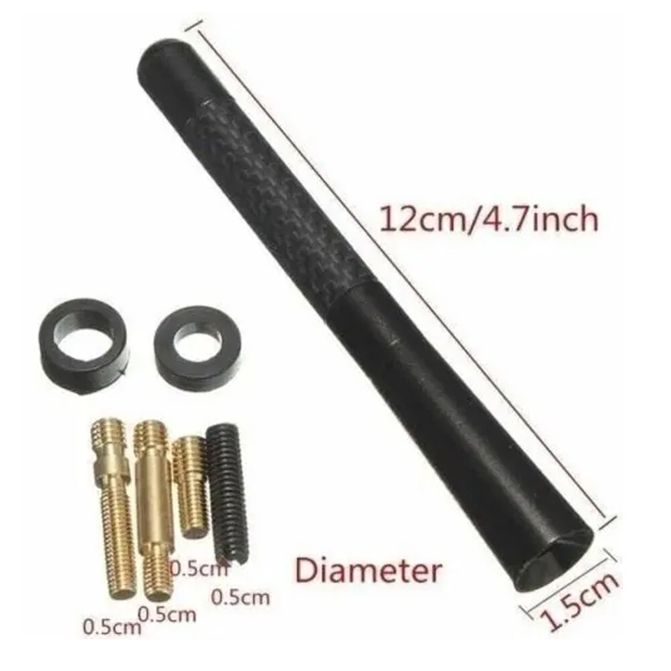 4.7" Carbon Style Short Antenna Radio AM/FM Accessories w/Screws For Ford Fusion - Image 3 of 4