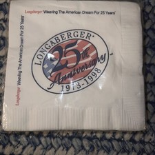 Longaberger 25th Anniversary Napkins -Made in USA - NEW