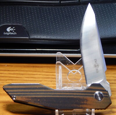 TWO SUN NIGHT MORNING DESIGN FLIPPER KNIFE BLACK/BROWN G10 NEW NO BOX LQQK