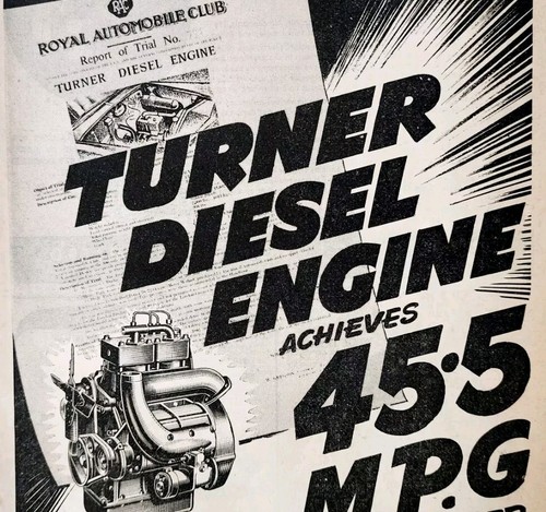 1954 RAC Turner Diesel Engine Import Advertisement Autocar Automobilia DWPP10