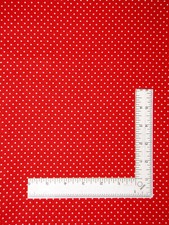 Polka Dot Red Fabric Traditions 20" Length 44"W Small White Dots on Red Cotton