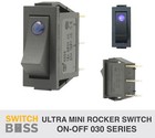 Ultra Mini ROCKER TOGGLE SWITCH ON-OFF - Blue LED Dot Illuminated 12v 24v 13x30