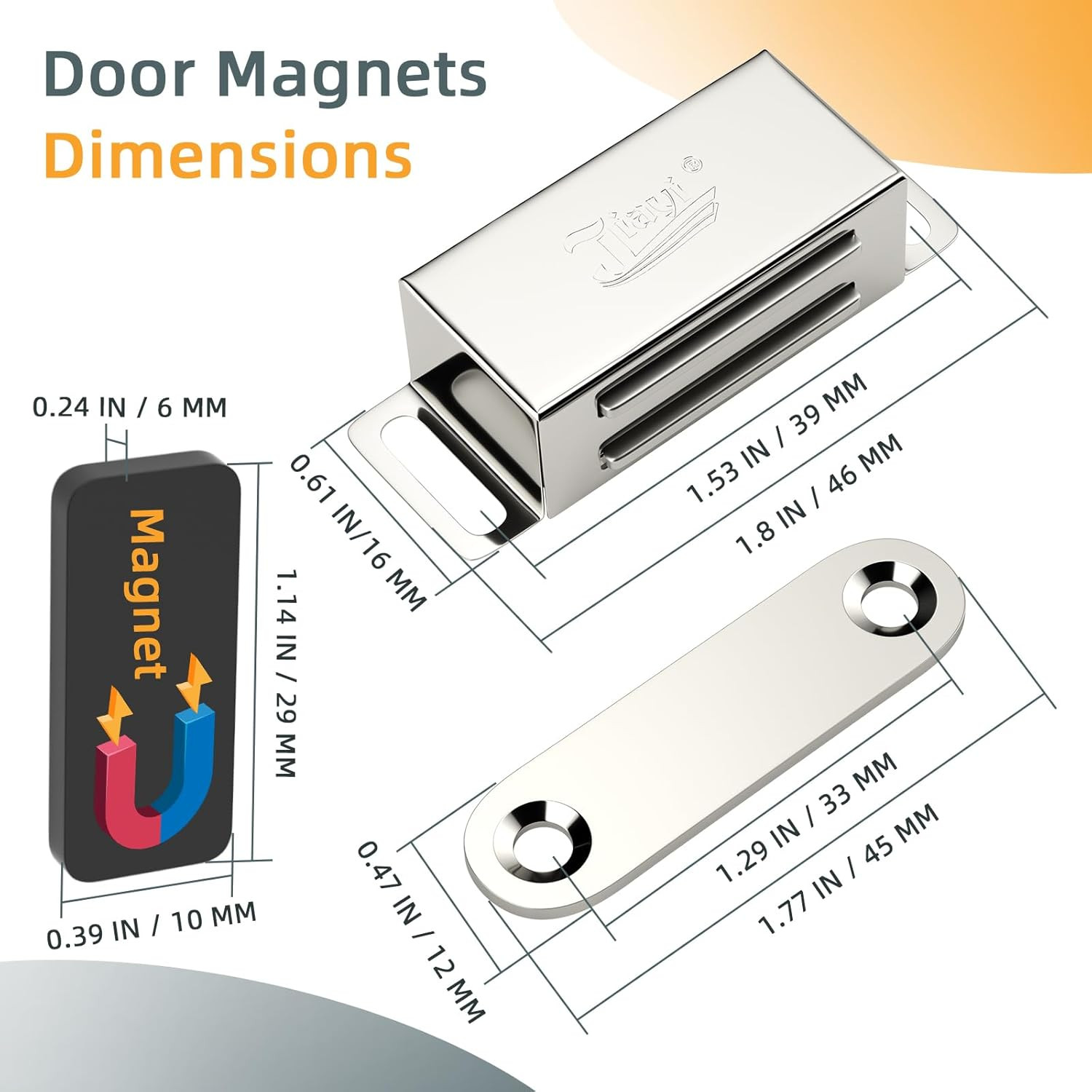 Cabinet Magnets  12 Pack Magnetic Door Catch Stainless Steel Kitchen Cabinet Mag