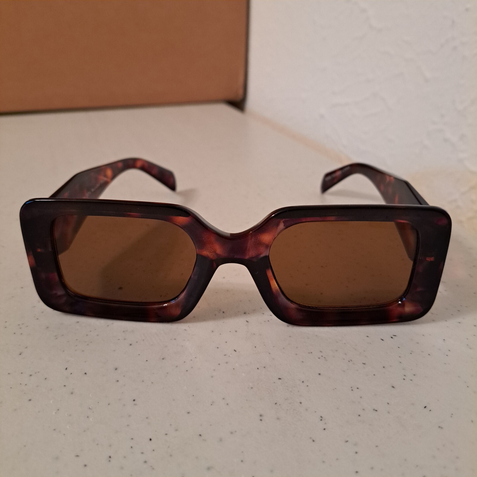Women's Sunglasses Tortoise Rectangular Designer … - image 1