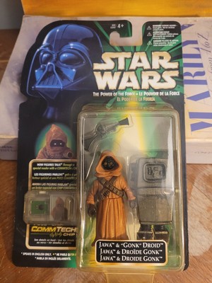 1999 Star Wars Power of the Force Jawa and Gonk Droid Comm chip Action Figure 
