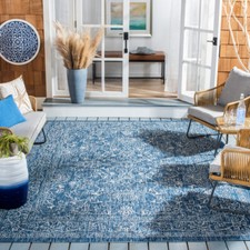 SAFAVIEH Outdoor CY8680-36821 Courtyard Navy / Ivory Rug