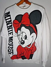 Vintage 80s Walt Disney Minnie Mouse Sweatshirt XL All Over Print AOP White