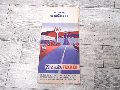 Vintage Texaco Gas Service Station Highway Travel Map Baltimore Washington DC