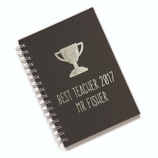 Personalised Wire Bound Note Books, Thank You Teacher Foil Printed - Style O