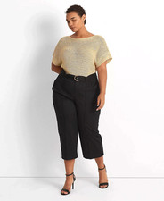 NEW LAUREN RALPH LAUREN BLACK COTTON CAREER PANTS SIZE 18 W WOMEN PLUS 164