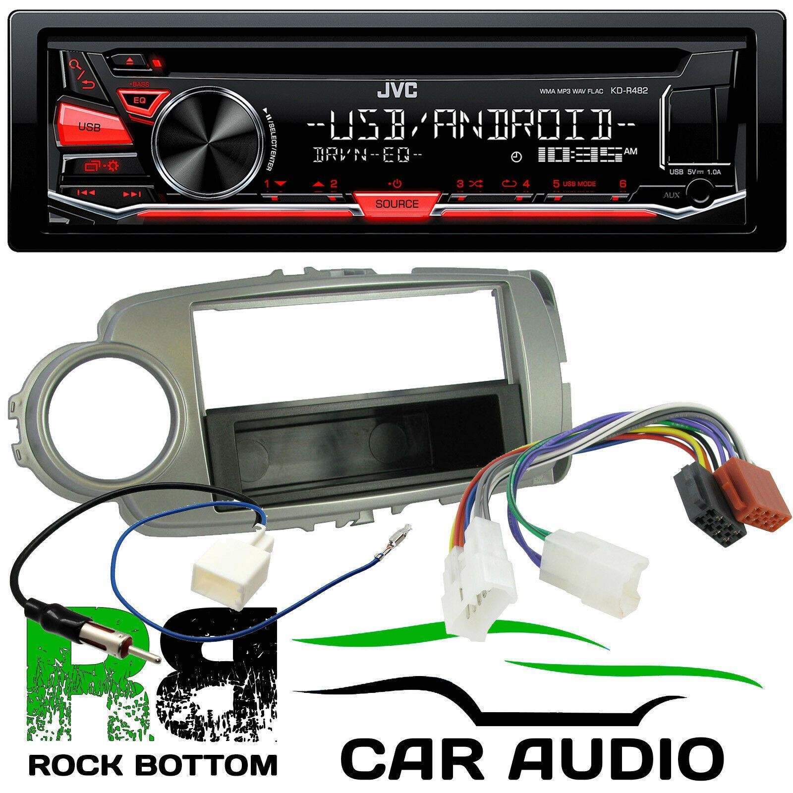 For TOYOTA YARIS XP13 JVC CD MP3 USB Car Stereo & Sliver Fascia Fitting