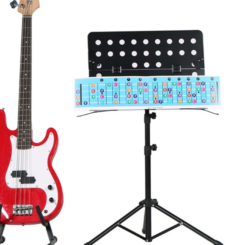Bass Fretboard Note Chart Illustrated Poster, Bass Guitar Fretboard ...