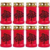 Grabkerze 8Er Pack Grablicht 40H Brenndauer Rot Grablampe Grab Kerze Klassik 1