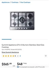 Summit GC527SS 27 " Gas Cooktop Built In 5 Sealed Burners Stainless Steel