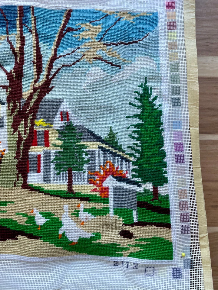 Vtg Finished Needlepoint Canvas House Horse Buggy Creative Dimensions 2112 1979 - Image 3 of 4