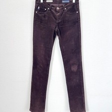 AG Adriano Goldschmied Brown Corduroy The Stevie Slim Straight Sz 26R 32 inseam