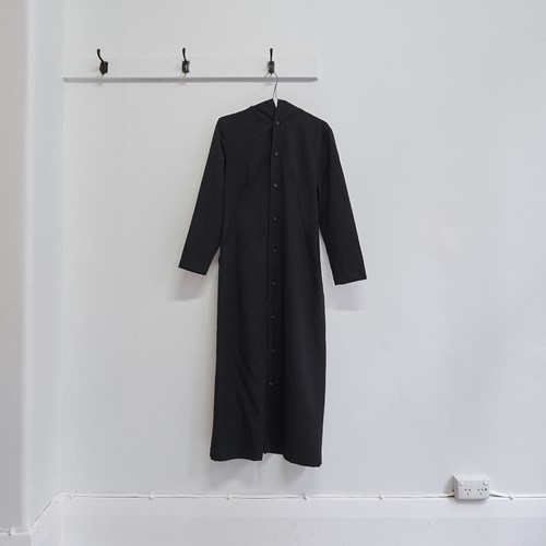 black wool gabardine square hood 