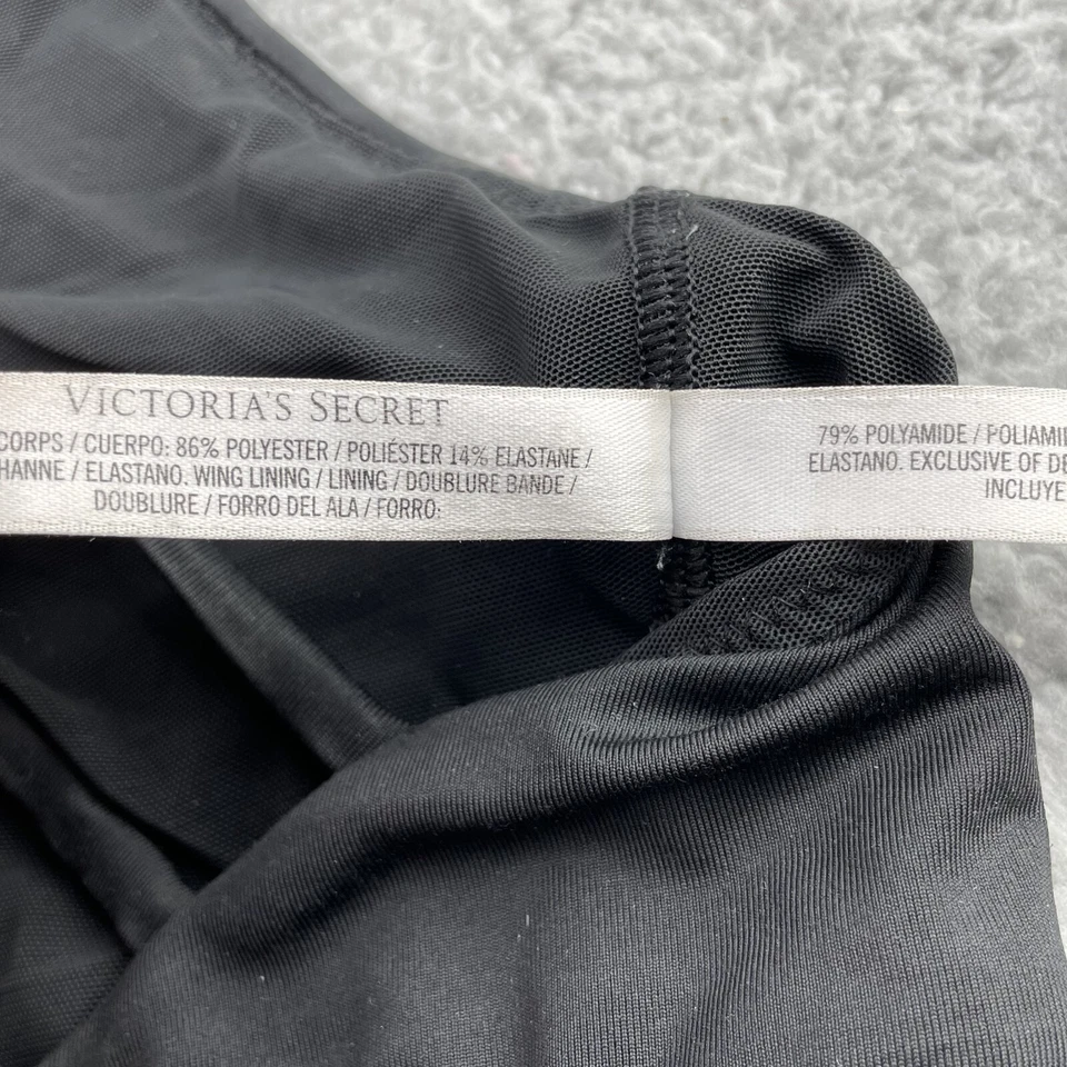 Sujetador deportivo Victoria Secret para mujer mediano negro plateado cruzado camiseta sin mangas ropa deportiva Foto 3 de 4