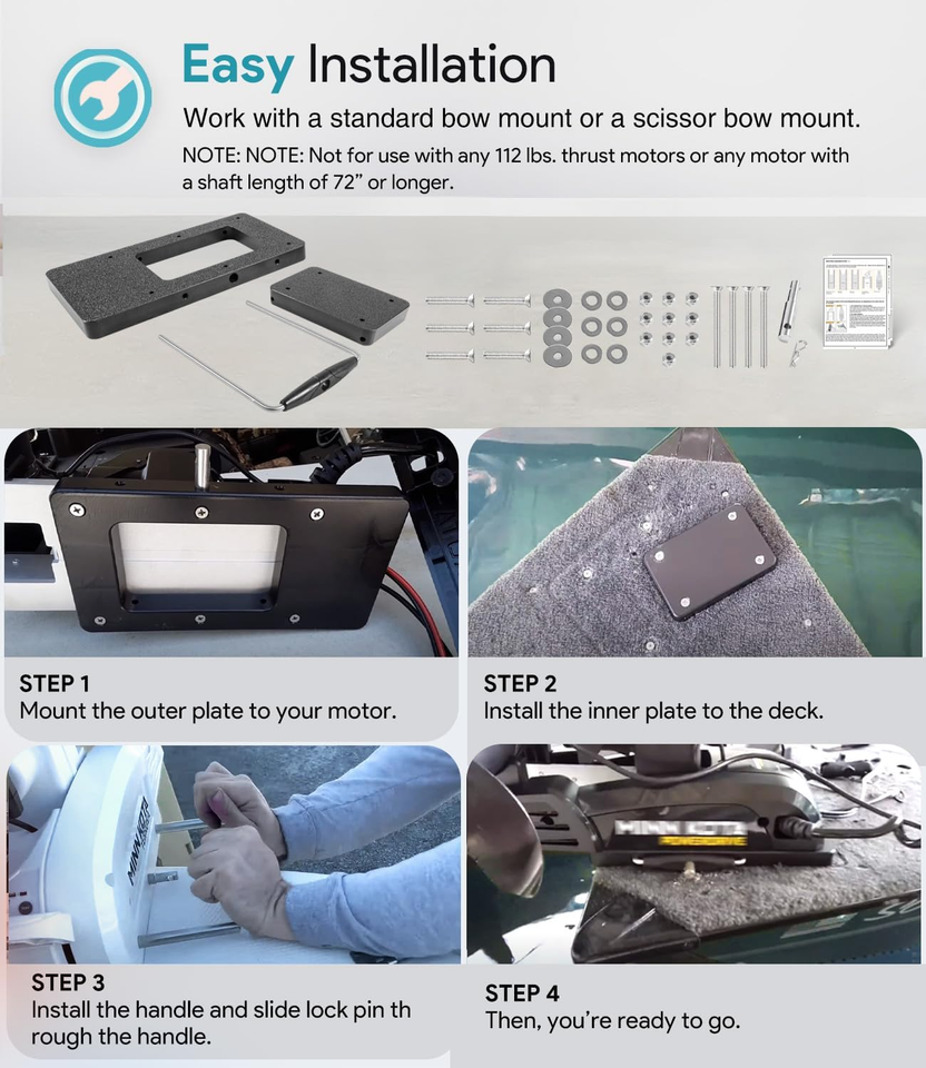 Staffa A Sgancio Rapido Per Motori Minn Kota - Compatibile Con Ulterra, Terrova, PowerDrive