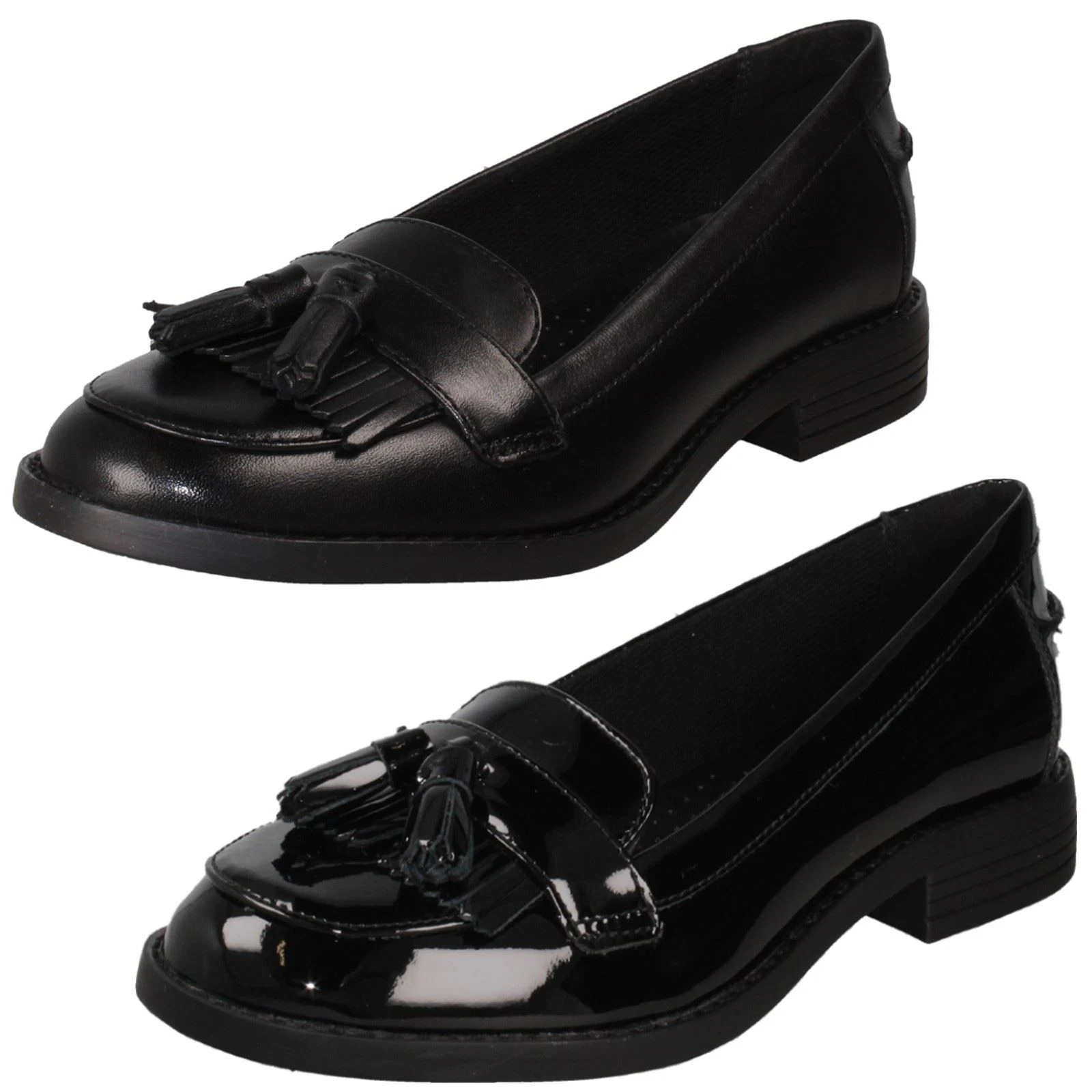 Scarpe da lavoro intelligenti da donna Clarks slip on aderenti in pelle verniciata Camzin Angelica