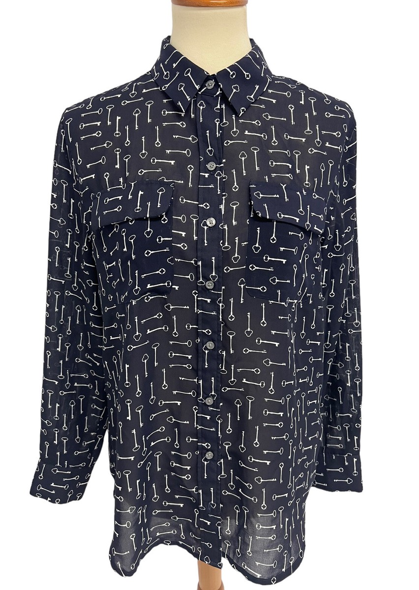 navy sheer blouse