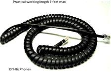Flat Black 12Ft Handset Cord for Polycom VVX Series Phone Curly Receiver