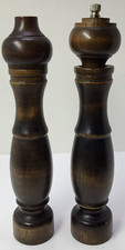 Wooden Salt Shaker  Pepper Grinder Mill Set 10" Tall Wood Made Japan Vintage