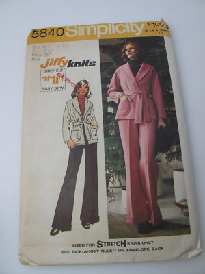 VTG Simplicity Sewing Pattern Jiffy Knits Jacket & Pants Sz 10 Retro ...