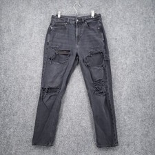 American Eagle Jeans Women 6 Blue Mom High Rise Ripped Dark Wash Stretch Denim