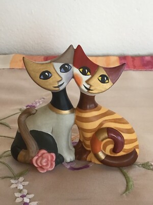 Goebel Rosina Wachtmeister Minikatzen - Paar mit Rose   Gloria e Alberto  RAR