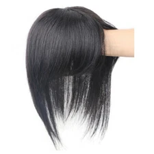 100% Real Human Hair Topper Toupee Clip Hairpiece Bangs Bob Top Wig For Women