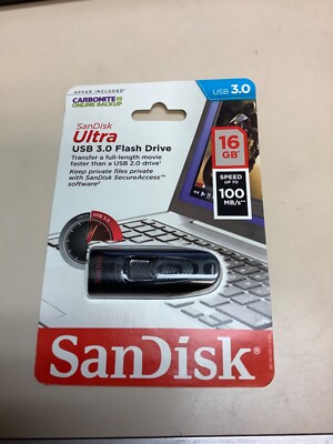 SanDisk Ultra USB 3.0 Flash Drive - 16 GB - 100 MB/S - BRAND NEW