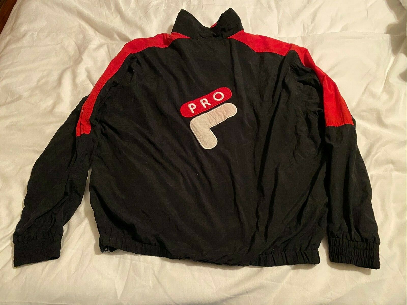 Giacca a vento FILA Pro XL vintage anni 90 nero rosso e bianco gangster