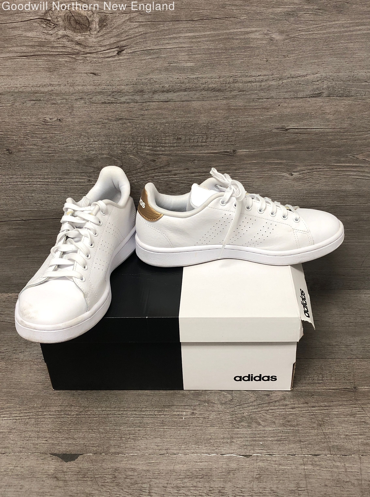 adidas Womens Advantage Tennis Shoes White Gold Sz 8.… Gem